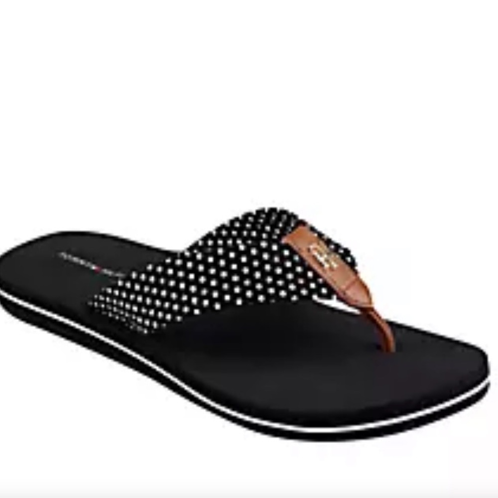 Tommy Hilfiger Blue polka dot flip flops size 8.5